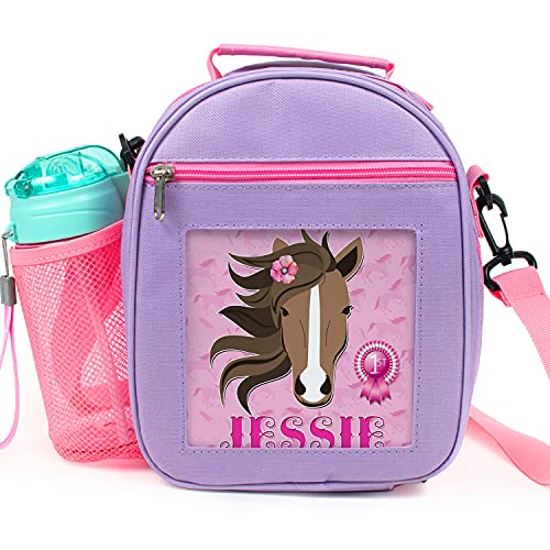 KRAFTYGIFTS Personalised Girls Lunch Bag Horse Riding School Insulated Lunchbox Pony Children's Pretty KS239