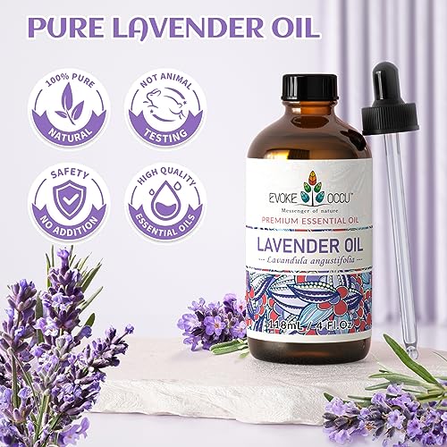 Evoke Occu Lavender Essential Oil 4 Oz, Pure Lavender Oil For Diffuser Skin Massage Candle Soap Making- 4 Fl Oz #TOP3