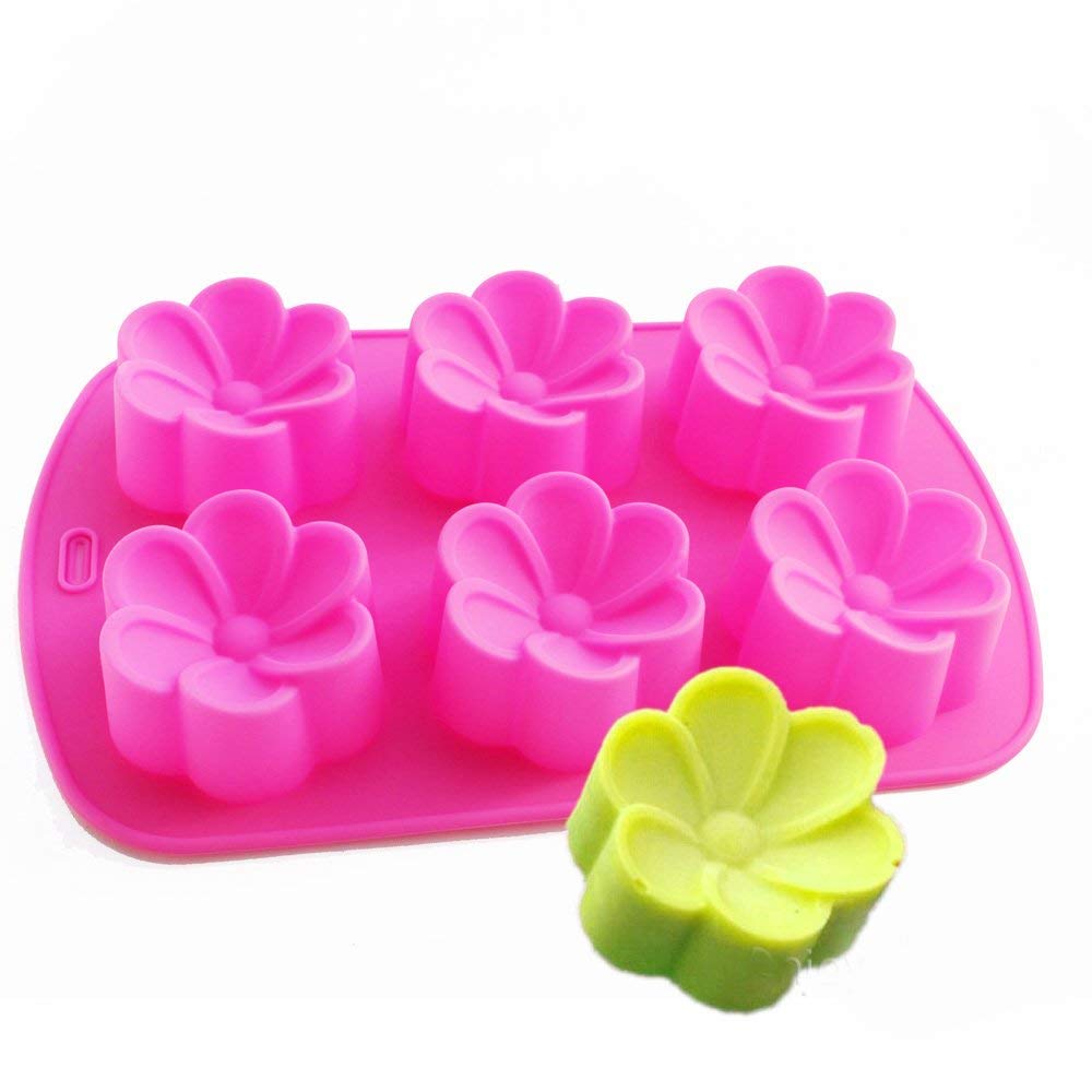 New Round Begonia Flower Soap Chocolate Muffin Jello Gelatin Silicone Mold Random Color-image-6