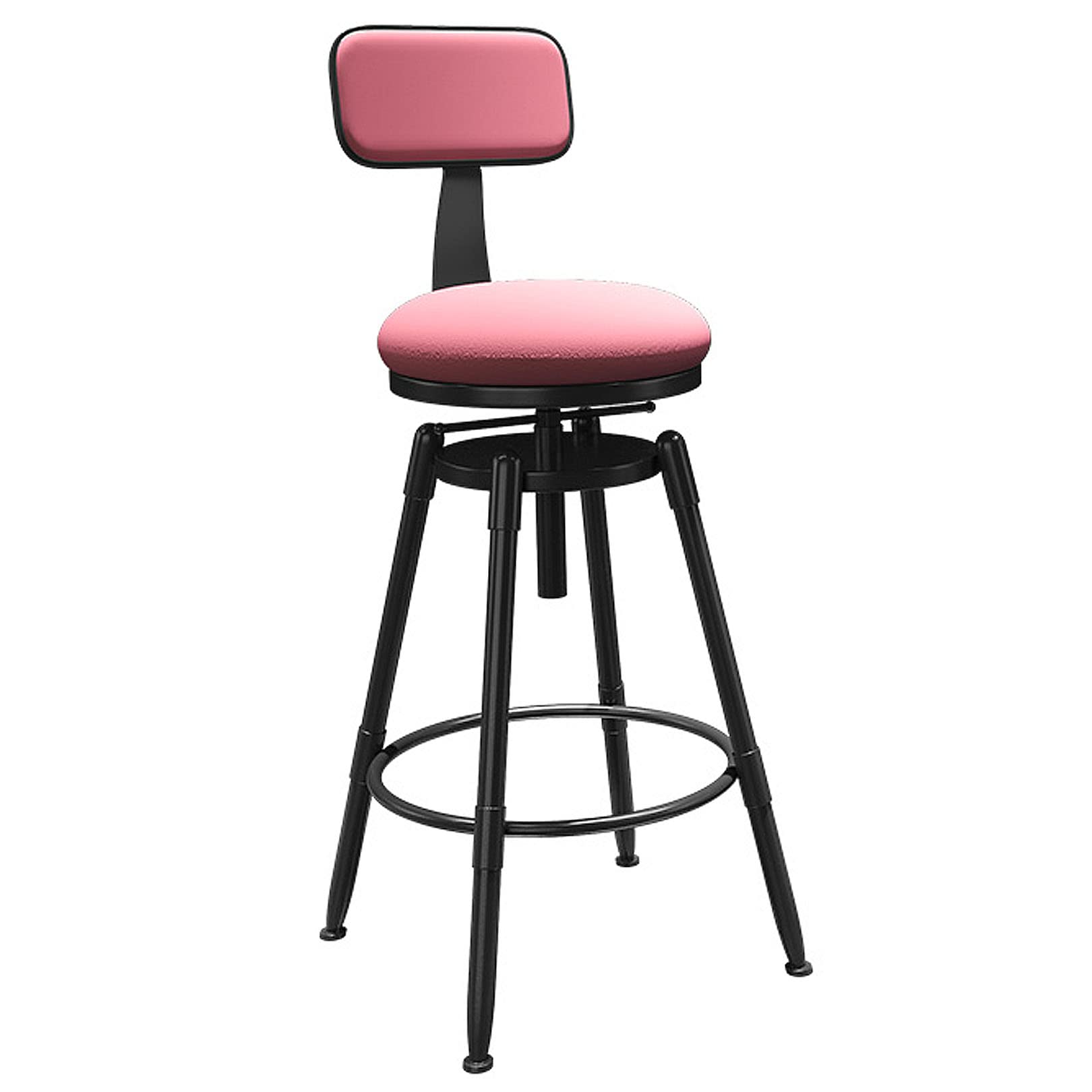 Tabouret de bar dossier confortable cuisine assise stable velours rose