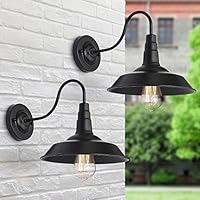 Lámparas de pared de granero para exteriores retro apliques de pared industrial interior vintage en negro para dormitorio sala de estar cocina jardín(2 packs)