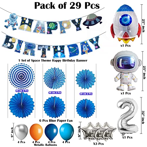 Image of Rozi Decoration Space Theme 2nd Birthday Decorations Items for Kids, Girls, Boys Astronaut Theme Birthday Decoration /Space Theme Birthday Decorations Combo Pack of 29 Pcs