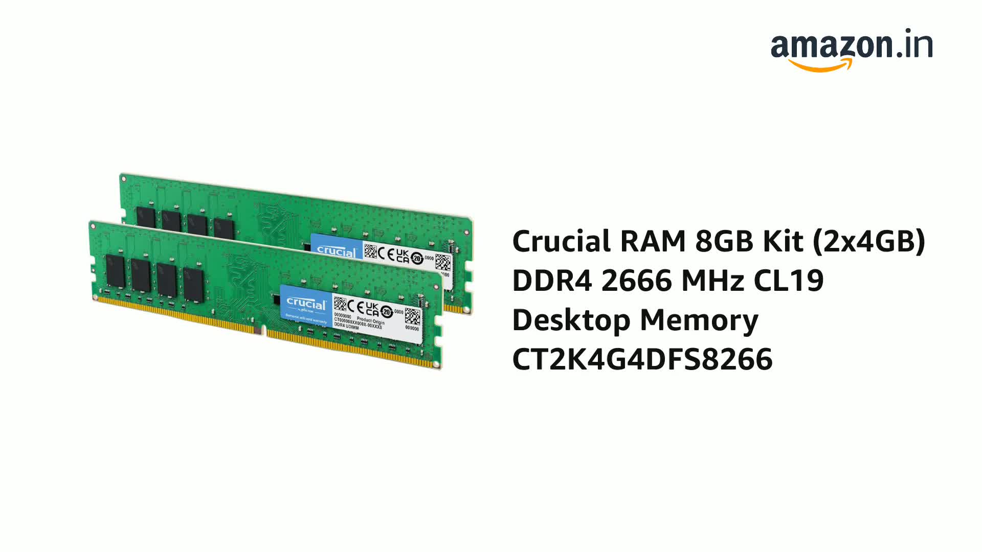 Amazon.in: Buy Crucial RAM 8GB Kit (2x4GB) DDR4 2666 MHz CL19