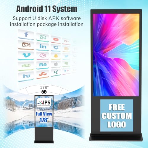 Image of 55 inch 4K Touchscreen Digital Signage Kiosk IPS LCD Display Floor Standing Digital Kiosks Interactive Ad Player with WiFi /HDMI /USB Input Android 11 System Advertising Media Player