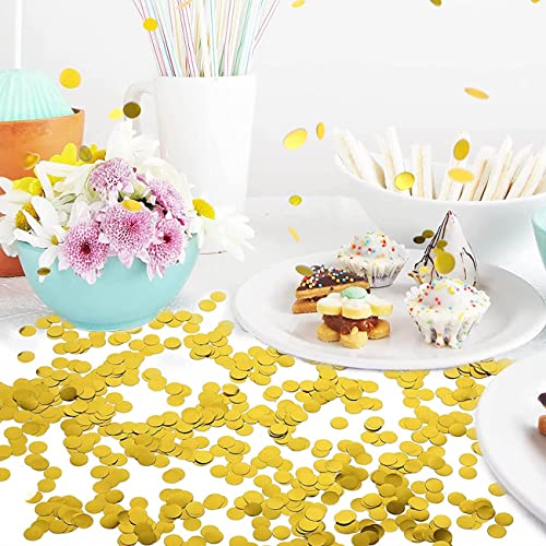 Image of Gold Metallic Foil Confetti(0.59 inch) Round Dots Glitter Table Confetti for Party Wedding Decorations,2.11 OZ per pack
