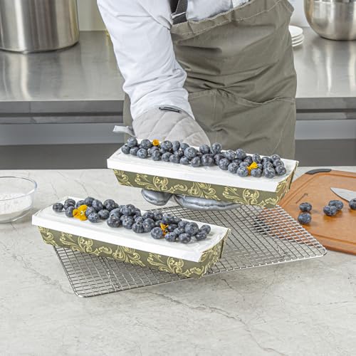 Restaurantware Paper Loaf Pan 100 Count 11.1 x 3.3 x 1.9 Inches 32 Oz Greaseproof Baking Loaf Mold, Vintage Floral Design Oven Safe Freezer Safe Rectangular Green Baking Pan For Cakes And Bread by Restaurantware - Image 5
