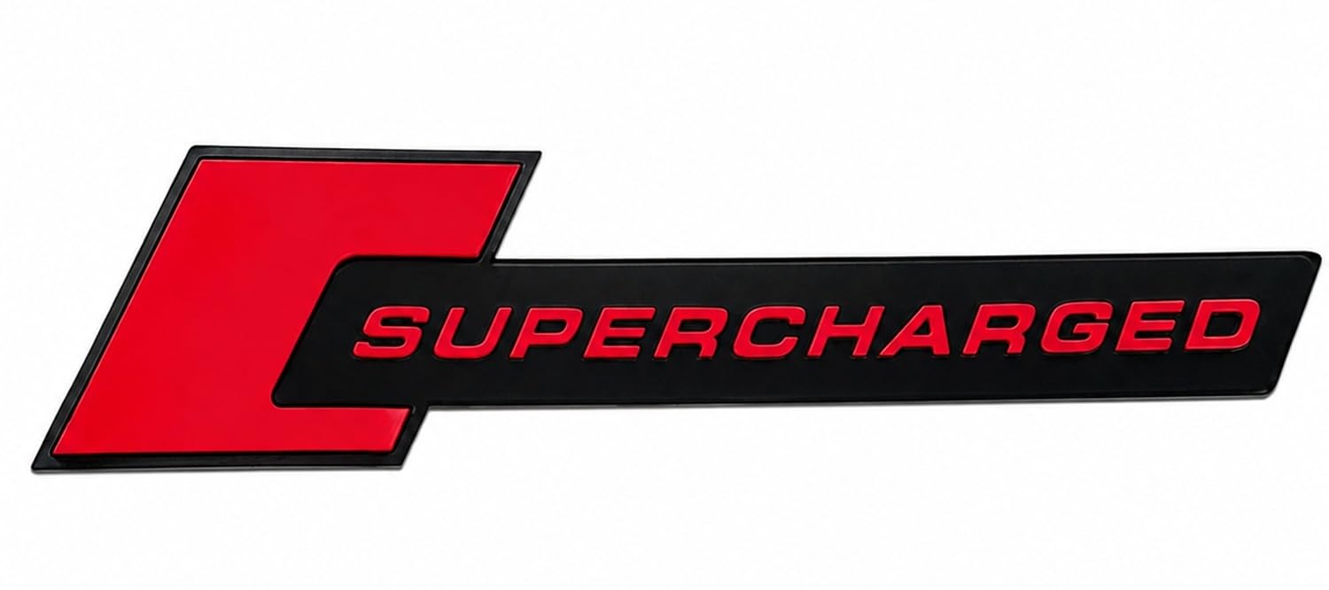 Supercharged 3D Metal Emblem Sticker for Urban Cruiser Ebella 2026 Year Onwards All Models Car Side Stickers Badges Logo for All Cars & Bikes (Black & Red)-image-3