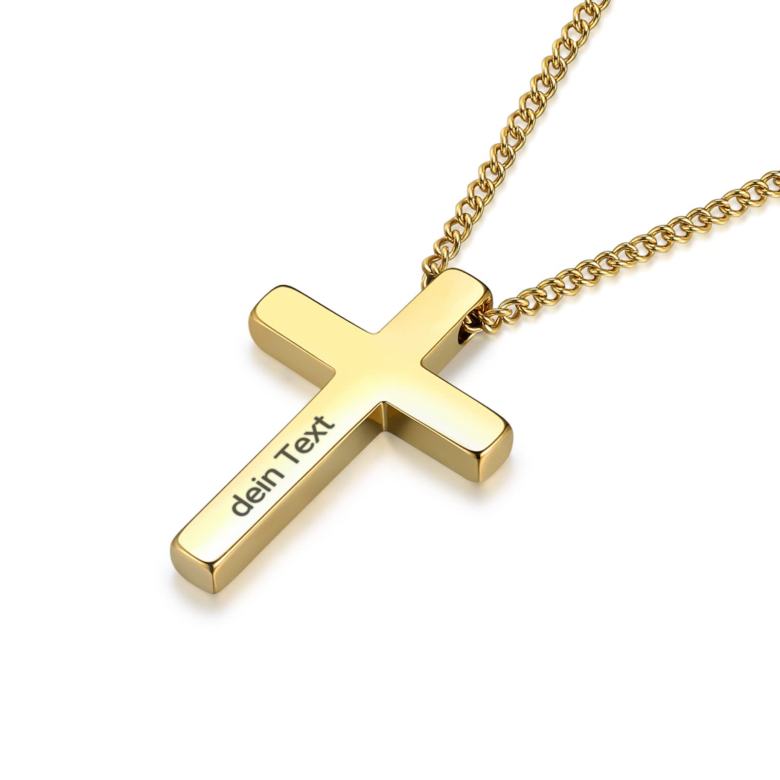 TMT Personalisierte Herren Kreuz-Kette, Kreuz-Anhänger mit Gravur | silber gold | personalisierte Kette mit Namen, Datum, Bibelstelle | halskette herren ideales Geschenk für Ihn