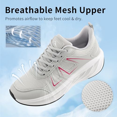 Almusen Womens Tennis Shoes for Walking: Comfort Breathable Mesh Casual Cushion Athletic Sneakers for Running Gym Training - Image 4