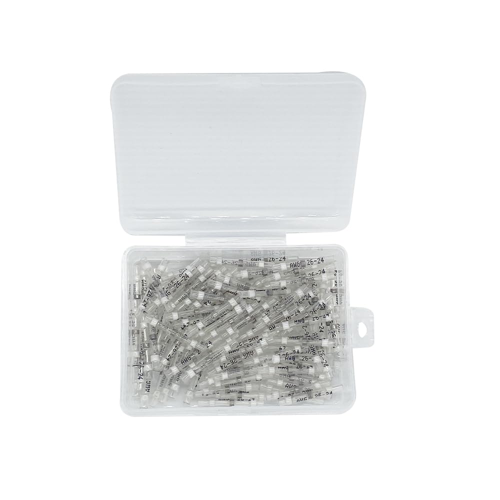 Sikluovkai 100 PCS Solder Seal Wire Connectors 26-24 Gauge 25mm Long Insulated for Electrical Wire (26-24)