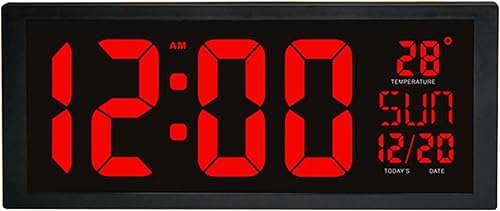 Miniatura 1 de Reloj de pared digital LED de gran tamaño de 14.4 pulgadas con pantalla grande para interiores, reloj de pared digital LED negro para interiores,