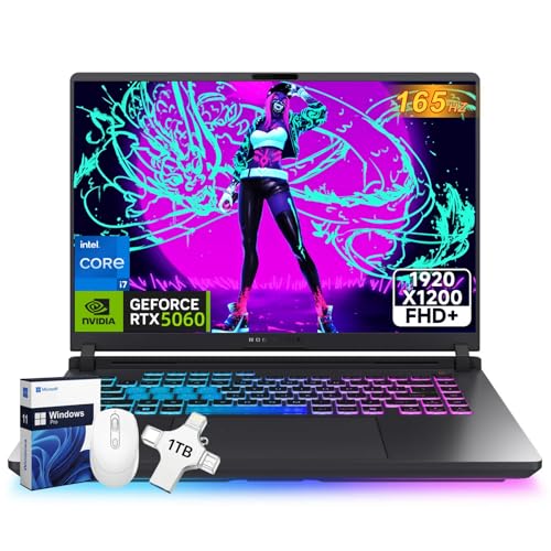 Image of ASUS 2025 ROG Strix G16 Gaming Laptop, NVIDIA RTX 5060 8GB GDDR7, Intel i7-14650HX, 16 inch 1920x1200 FHD+ 165Hz 3ms, Dolby Atmos, Hires Audio, WiFi 7, 32GB DDR5, 2TB SSD, Win 11 Pro, Accessories