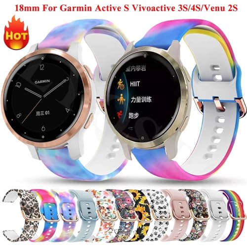 Bracelet de montre 18 mm en silicone agate universel pour Garmin Vivoactive 3S