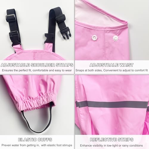 Image of Fewlby Kids Rain Bib Pants, Toddlers Waterproof Suspender Dirty Proof Rain Wear for Boys and Girls