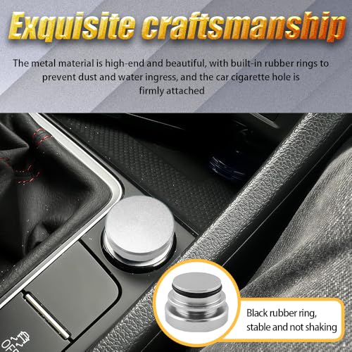 Image of Car Cigarette Lighter Plug Cover, Car Plug Cap, Aluminum Auto Cigarette Lighter Plug Part, Waterproof Dustproof Plug Auto Accessory for Vehicles with Standard 12 Volt Power Source (Silver)