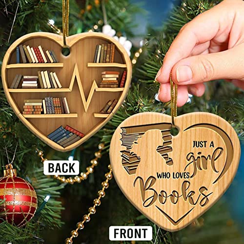 Book Heart Book Shelf Girls Love Books -Décoration céramique en Forme de Coeur,Le Livre de décoration de Noël,Réserver des décorations de Noël(B04) Cover