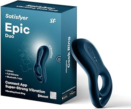 Satisfyer Epic Duo Connect App cockring | Anillo Bluetooth para la estimulación del pene y los testículos | Resistente al agua (IPX7) | En Silicona | Juguete sexual para hombres