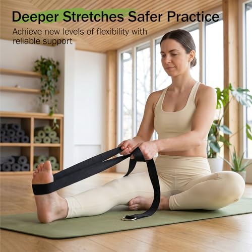 Slim Panda Yoga Strap for Stretching,Cotton Yoga Strap with Adjustable D-Ring Buckle,Non-Elastic Yoga Belt for Pilates,Gym Workouts,Physical Therapy,Improve Flexibility - Image 4