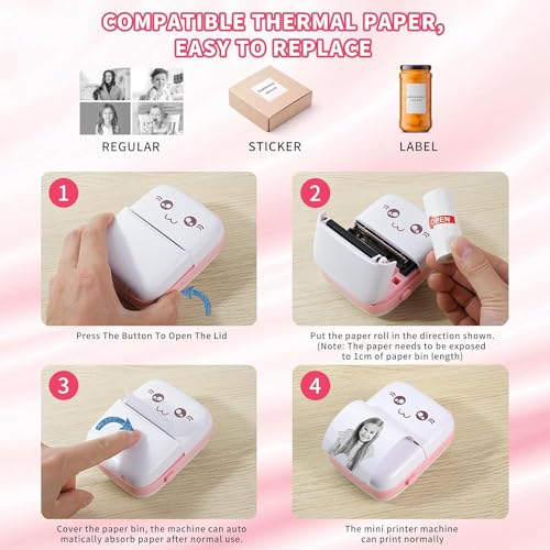 TVARA Mini Pocket Printer, Portable Inkless Bluetooth Wireless Mini Thermal Printer, Compatible with iOS and Android for Journals, Memos, Photos,... - Image 4