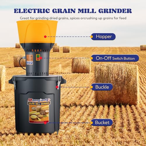 Image of Moogiantgo Grain Mill Grinder 13.2Gal Electric Corn Grinder 1300W Feed Mill