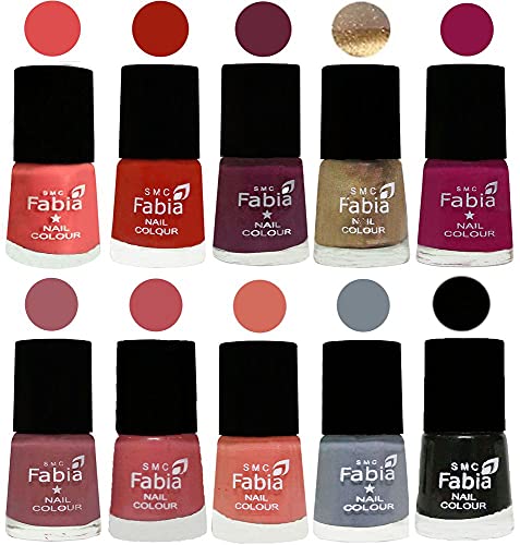 Image of ALL IN ONE (PACK OF 10), Long Lasting Glossy Nail Polish, 6 ml Each, All Vibrant Colours,01839