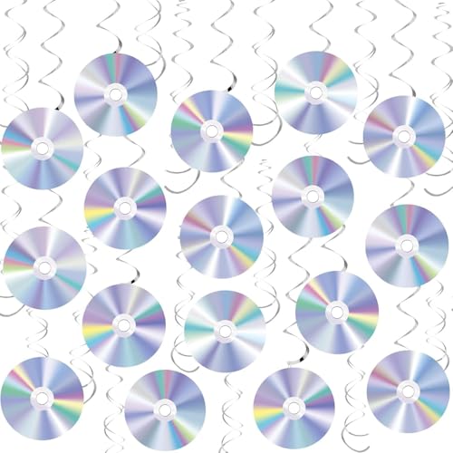 CD Spiral Decoration,32 Stück 90er Jahre Vintage Disco Party Papier Deko,Bunte CD Wanddekorationen Esc Deko für 1990er 2000er Geburtstagsfeier Y2k Musik Thema Party Musik Klassenzimmer Favour Supplies