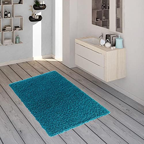 renoazul® Shaggy Rug Living Room Hallway Carpet Runner Soft Touch Thick Pile, 200x290 Kitchen Bedroom Area Rug Non Shedding (Teal Verona Shaggy Rug)