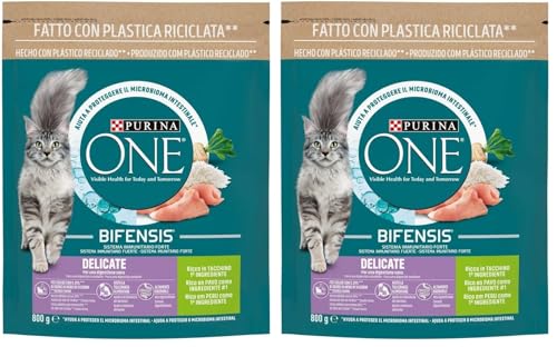 Purina One Bifensis Delicate Crocchette Gatti Tacchino 800g (Confezione da 2)