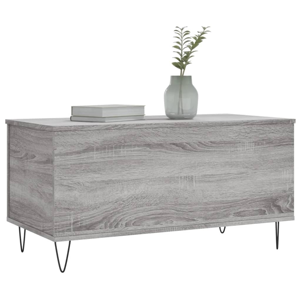 Homgoday Table basse grise Sonoma 90 x 44,5 x 45 cm en bois d'ingénierie, table d'appoint pour salon, salle de réception d'invités, chambre à coucher et mobilier de bureau