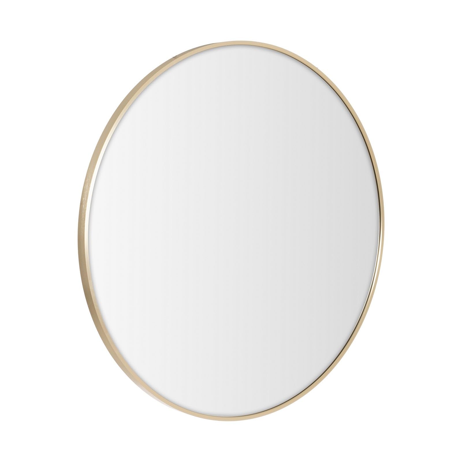 LOLAhome Espejo de Pared Redondo con Marco de Aluminio Dorado de 80 cm | Espejo de estilo moderno y sencillo para decoración, recibidor, baño, dormitorio y vestidor. Incluye anilla para colgar