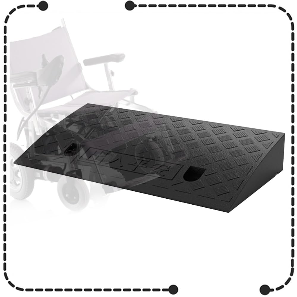 IMUNKT 2 3 4 5 6 Inch Rise Curb Ramp, Wheelchair Threshold Ramp, Rubber Kerb Ramps, Non-Slip Ramp For Driveway, Sidewalk, Car, Scooter, Supermarkets Entrance, Garage(Black,50x22x6cm)