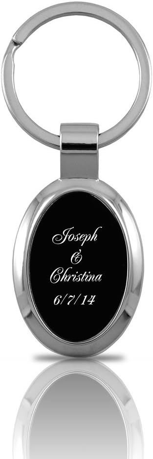 Personalized Black-Silver Oval Keychain - Free Laser Engraving