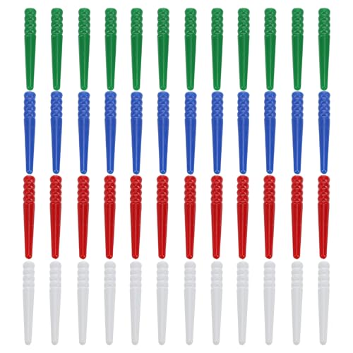 WE Games 48 Standard Plastic Cribbage Pegs w/ a Tapered Design in 4 colors - Red, Blue, Green & White