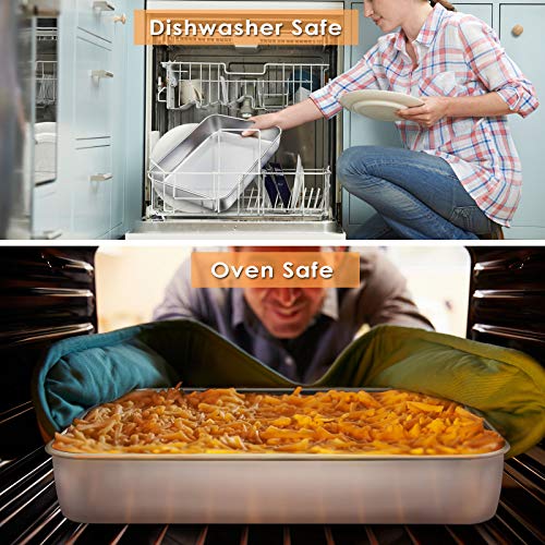 HaWare Baking Tray Set of 2, 31.5 x 24.8 x 5cm Rectangle Cake Tin Stainless Steel Oven Tray - Image 4