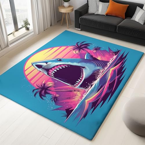 Tapis antidérapant requin bleu lavable pour sécuriser la chambre - 2