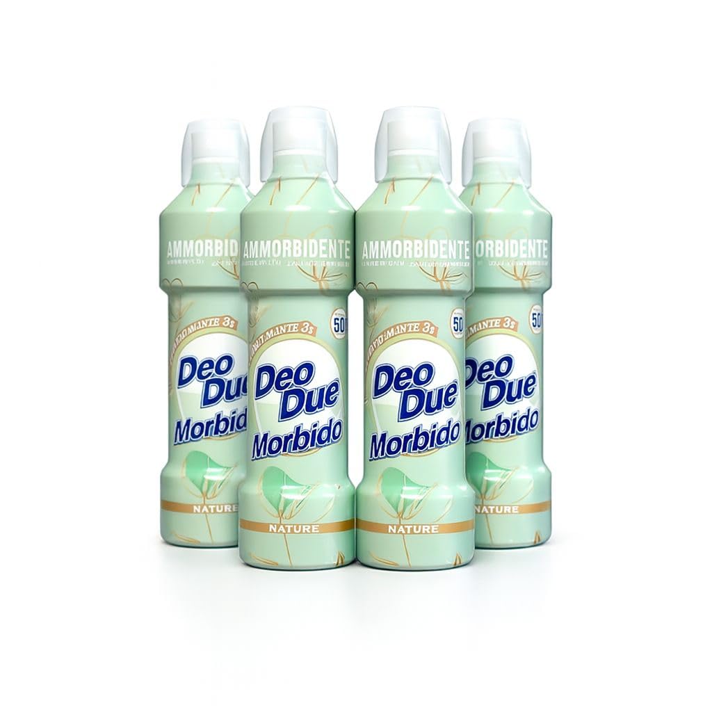 Ammorbidente Liquido Concentrato per Bucato, 50 Lavaggi, Formula Anti-Piega, per Tutti i Tessuti, con Profumo Naturale, per Lavatrice e Lavaggio a Mano (x4 Flaconi)