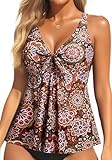 Yonique Women's Flowy Tankini Top - Modest Swim Top, Loose Fit, No Bottom, Mandala XL
