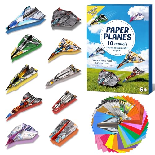 60 Blatt Papierflieger Bastelset, Origami Set für Kinder 6-12 Jahre mit Anleitungsbuch & Video, Kreativ Geschenk für Jungen und Mädchen, Geburtstagsgeschenk, Ostern, Beschäftigung & Bastelaktivitäten