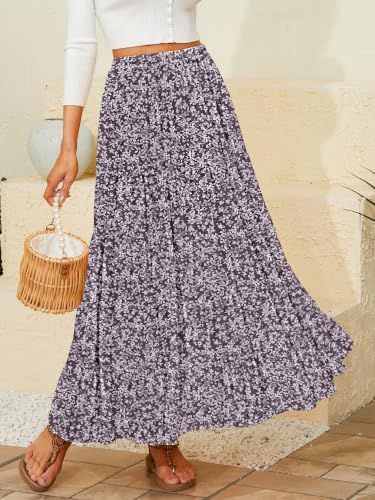 Image of Women's Chiffon Elastic High Waist Pleated A-Line Maxi Skirts