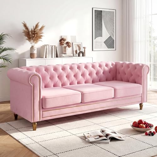 Homtique 84'' Chesterfield Velvet Sofa,3 Seater...