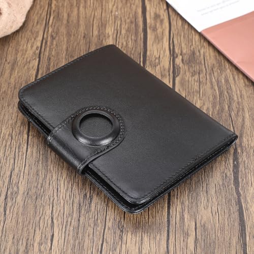 Image of Polare Full Grain Leather Slim and Soft RFID Blocking wallet For Men Snap Bifold Travel Wallet Passport Holders 2 Passports, Black with AirTag Slot, Slim