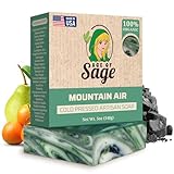 Age of Sage All Natural Bar Soap for Men - Cold Processed Vegan Soap w/Glycerin for Skin Care, Thanksgiving or Birthday Gifts for Men, Mountain Air, Single Bar