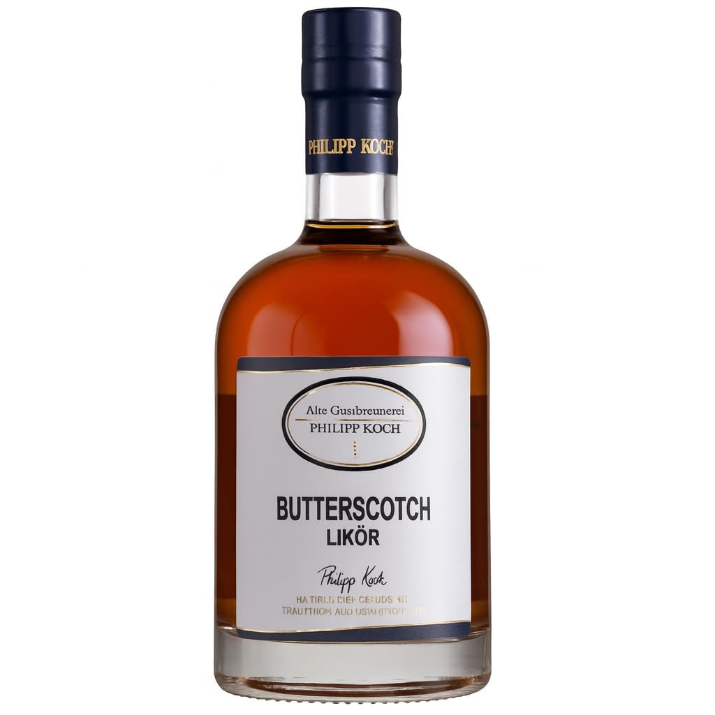 Butterscotch Likör | Alte Gutsbrennerei Philipp Koch Butter-Scotch Schnaps | Butterscotch Likör 0,5 L 20% Vol. | Liquor mit 10% Whisky verfeinert & Karamell Vanille Geschmack