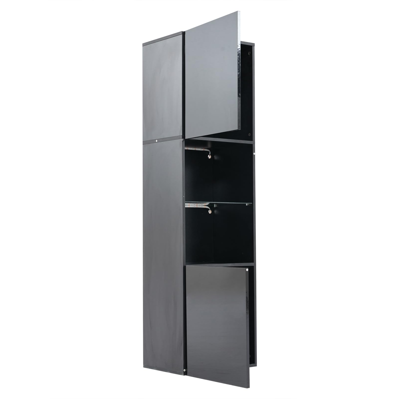 Vitrina Expositora para Colecciones con luz, vitrina de Cristal con Puerta 160x45x35cm LED de 16 colores y 4 modo dinámicos Muebles Vitrinas de Salon de Cristal con Estante Armario de Libros(A, Negro)