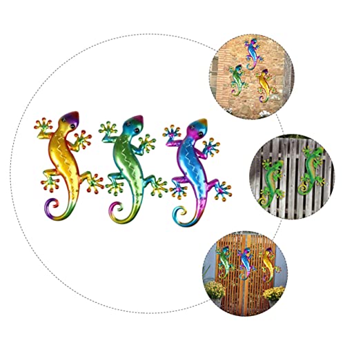 Yardwe 15 Pcs Animal Decor Outdoor Animal Statues Outdoor Metal Decor Lizard Statue Hanging Lizard Wall Decorations Lizard Sculptures Art Lizard Wall Ornaments Garden Wall Art Adornments #TOP7