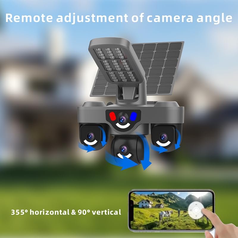 Image of AOV Solar CCTV with Continuous Recording (24 * 7) 4G SIM Security Camera Outdoor Use | Tripple Lens 4+4+4mp | 2-Way Talk | Night Vision |360 Degree | Waterproof Surveillance Camera|AOV Model