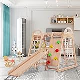 ♥【La seguridad es lo primero】：Como se trata de un producto para niños, garantizar la seguridad de los niños durante su uso debe ser la máxima prioridad. Esta torre de juego está hecha de madera maciza más madera de haya y madera contrachapada, cuerpo de madera más accesorios brillantes, la superficie de esta torre de juego está libre de rebabas, por lo que se garantiza que las manos de los niños no se lastimen.