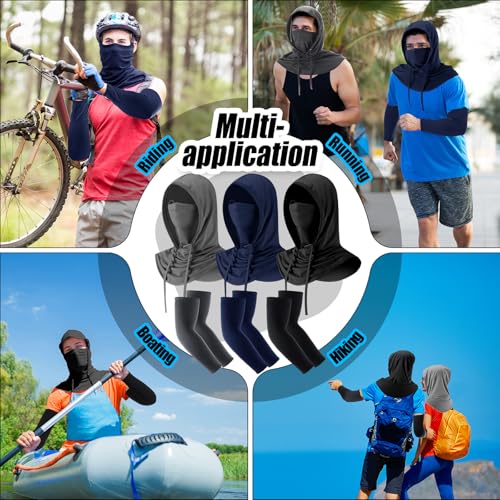 Image of Frienda Balaclava Ski Mask and Arm Sleeves Sun Protection Hood Breathable Full Head Mask Face Cover for Men Women