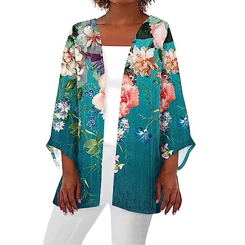 Women's Open Front Cardigan Lightweight 3/4 Sleeve Jackets Casual Duster