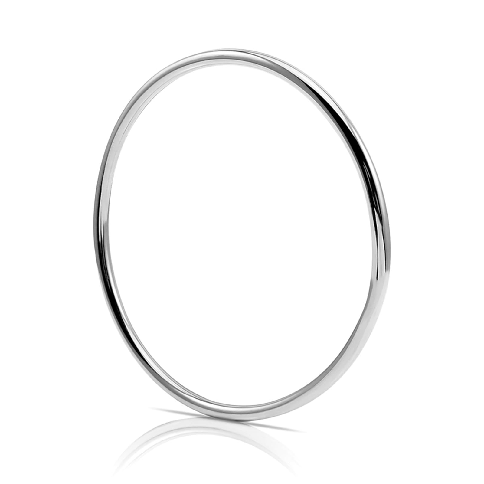 Kritz Pulsera Rígida Redondo Plata Chapada para Mujeres - Brazalete Fino Apilable Bangle Liso de Acero Inoxidable - Joyería Regalos Chicas